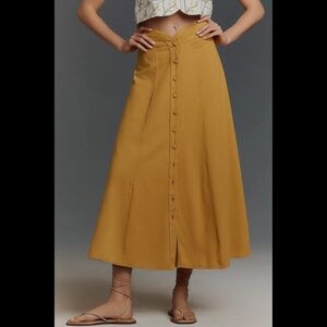Anthropologie Maeve High-Waisted Button-Front Maxi Skirt